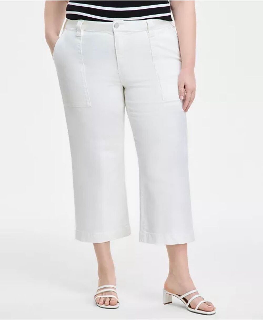 Liverpool Los Angeles Stride High-Rise Cropped Wide-Leg Jeans Bone White 24W